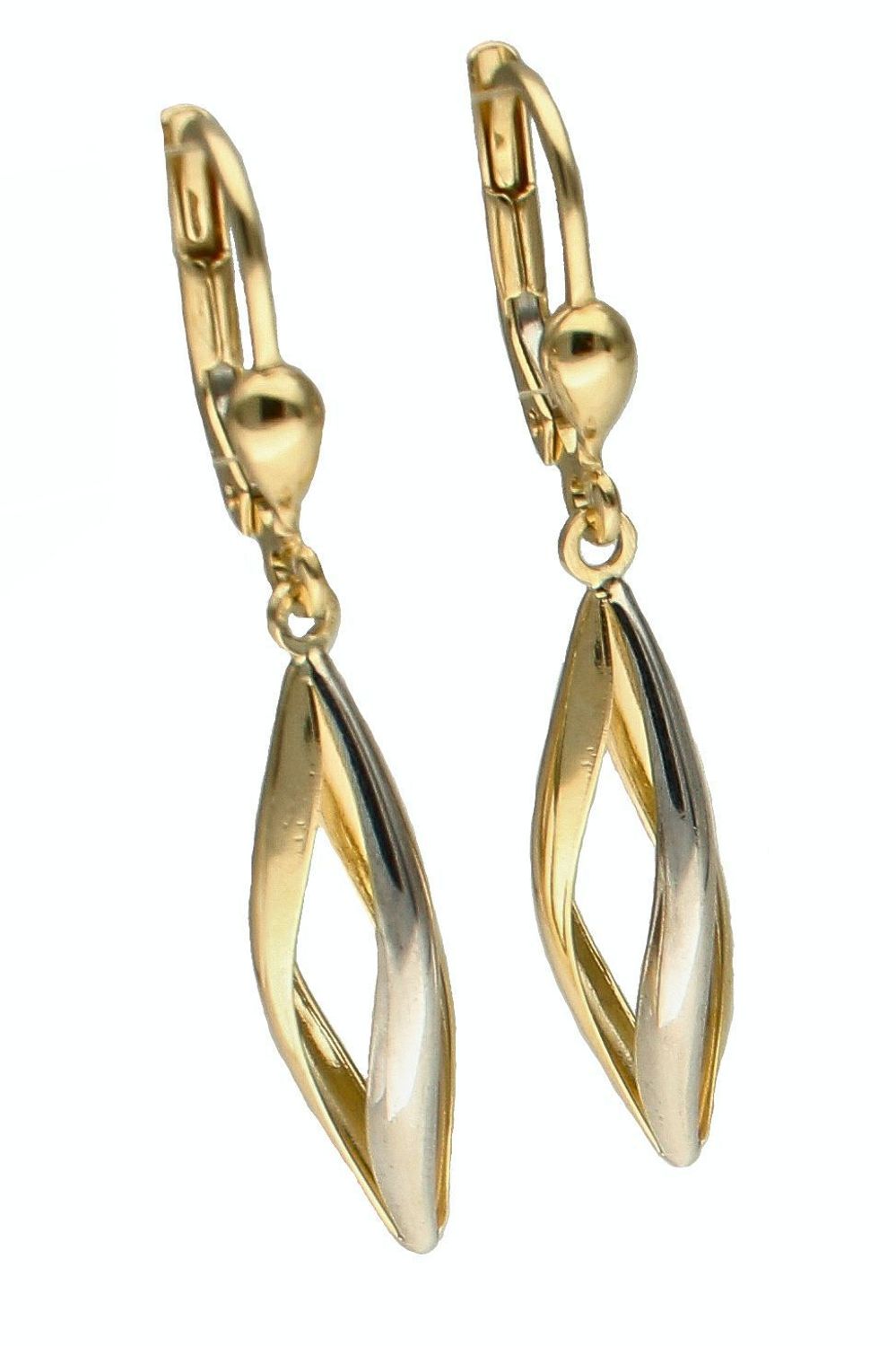 Złote kolczyki damskie 375 wiszące z białym złotem KL 5446 375.jpg